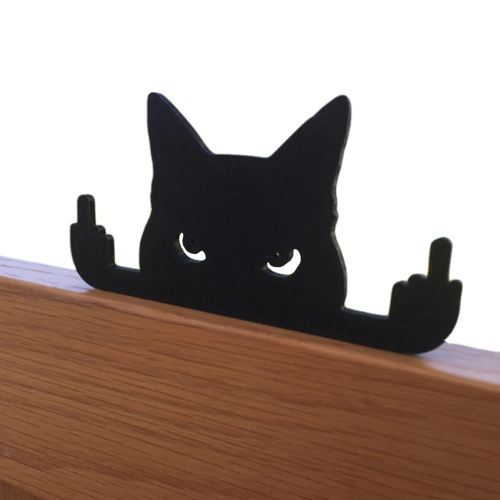 Wooden Middle Finger Desk Cat