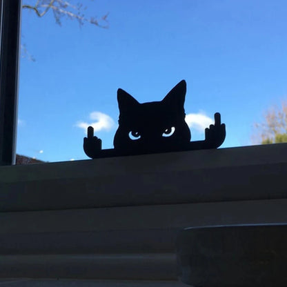 Wooden Middle Finger Desk Cat