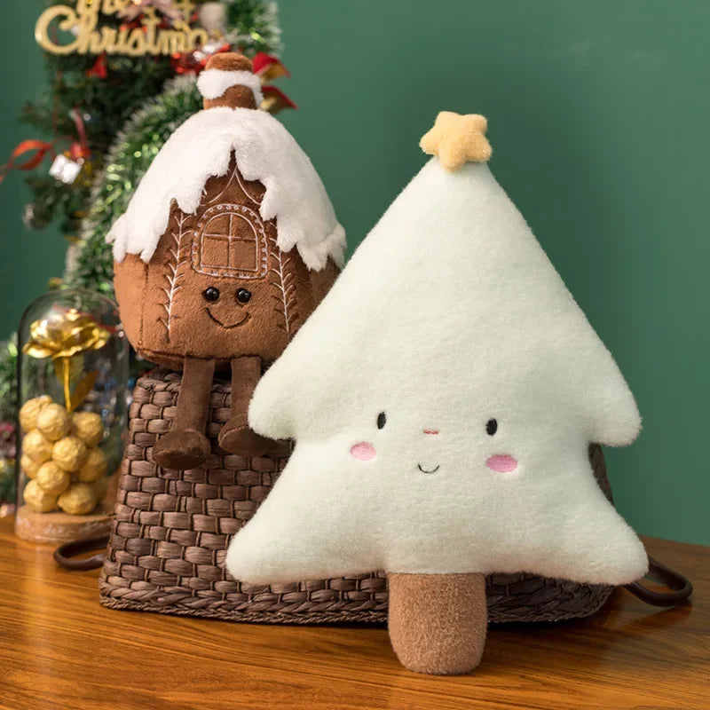 Christmas Ginger Bread Plush Pillow Stuffed Chocolate Cookie Cabin House Decor Cushion Funny XMas Tree Party Decor Doll Plushie