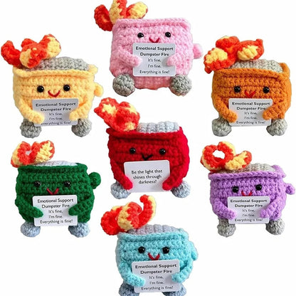 Cute Emotional Support Crochet Dumpster Fire Desk Companion