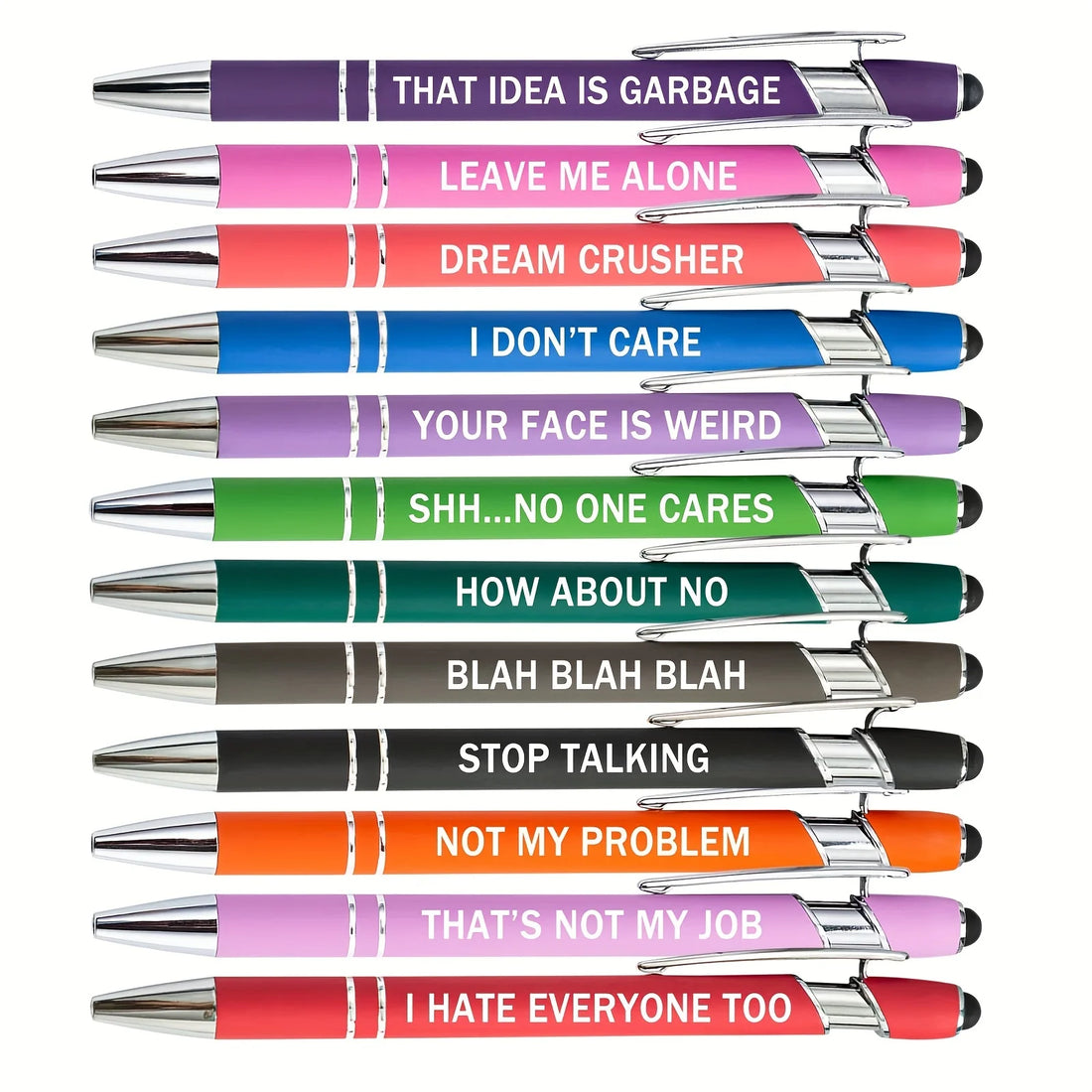 Sarcastic / Inspirational Ballpoint Pens With Stylus Tip