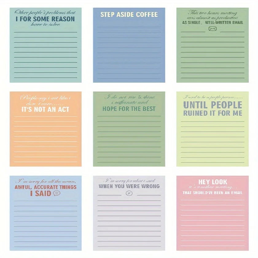 9pcs/set - 30 sheets/pad - Funny Notepads